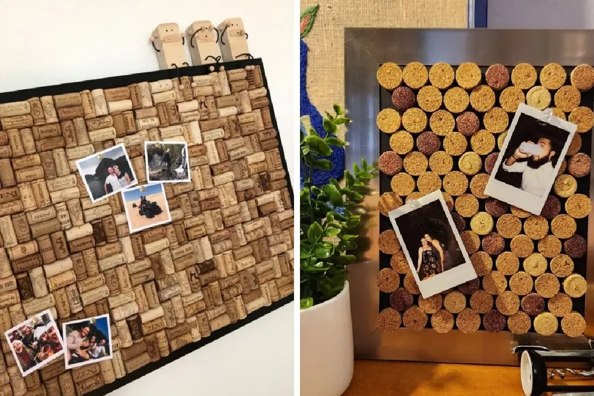 Iz 10 plutenastih zamaškov naredite okvir za fotografije – v 30 min, brez lepila, za steno, mizo ali hladilnik, z rustikalnim šarmom